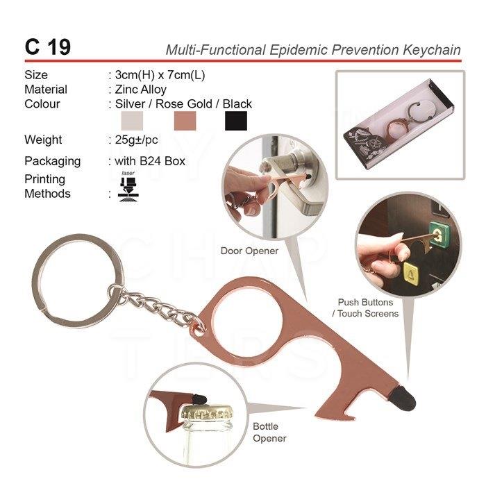 C19 Multi-Functional Epidemic Prevention Keychain